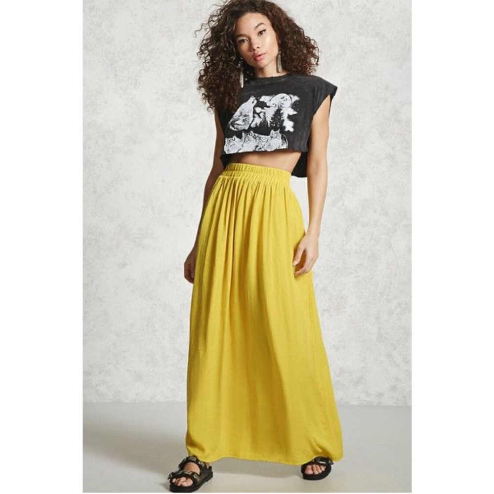 SOLD on Ⓜ️ Forever 21 Contemporary Yellow Maxi Skirt